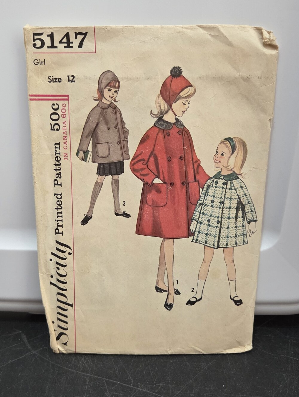 Simplicity 5147 Vintage 1960 Girls Vtg Sewing Pattern Coat Jacket Dress Size 12